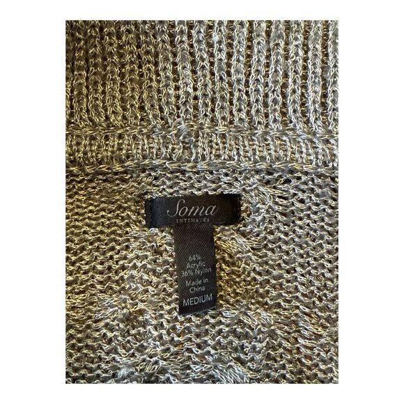 Soma Intimates Women's Gray Open Front Cable Knit Cardigan Sweater Size M - Picture 3 of 7